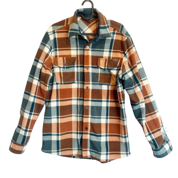Eddie Bauer - Fleece Plaid Casual Warm Button Down Shacket Shirt - Picture 1 of 4